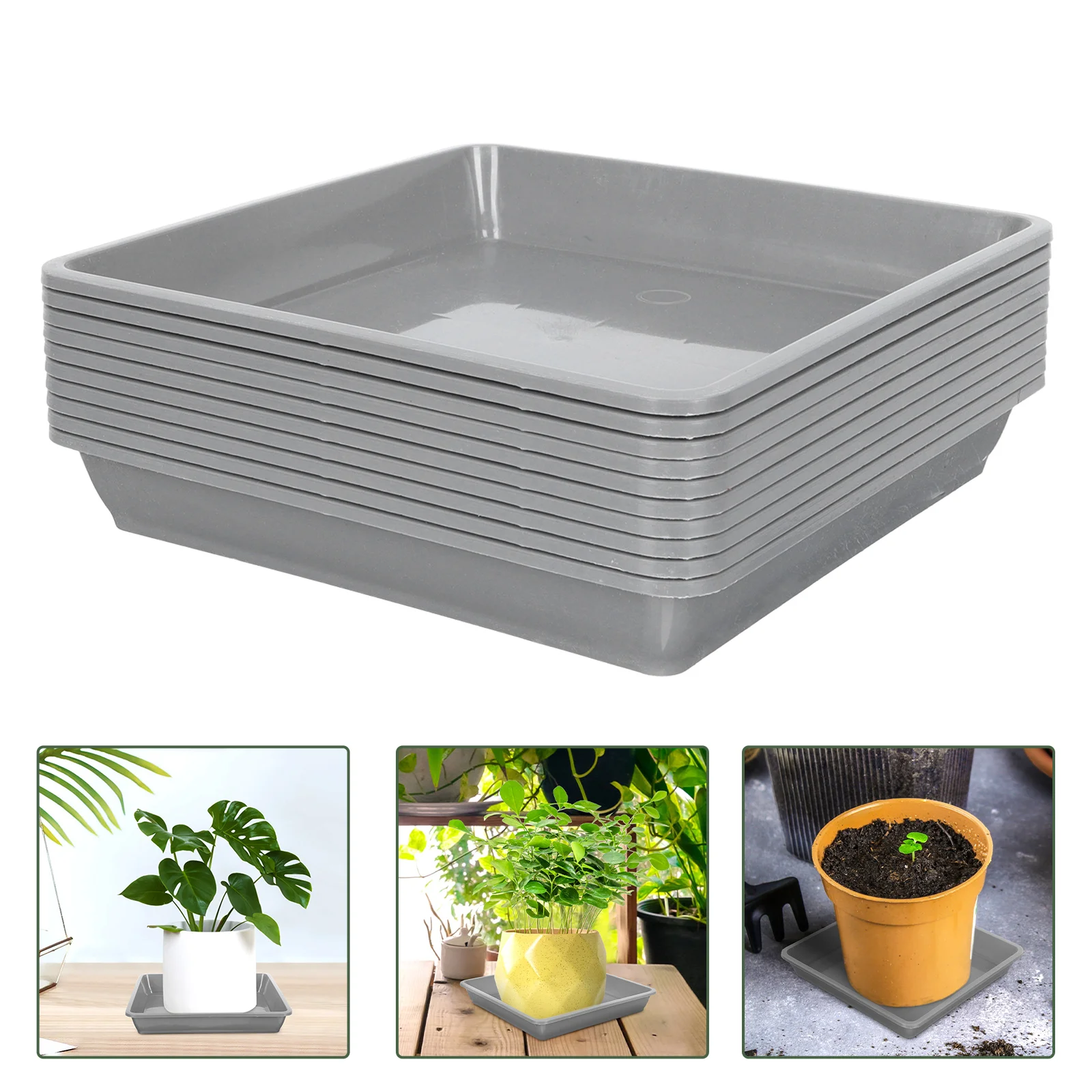 

10pcs Trays Lightweight Durable Plant Pot Plates ABS Plant Pot Plates Indoor Gardening Trays Water Proof Reusable