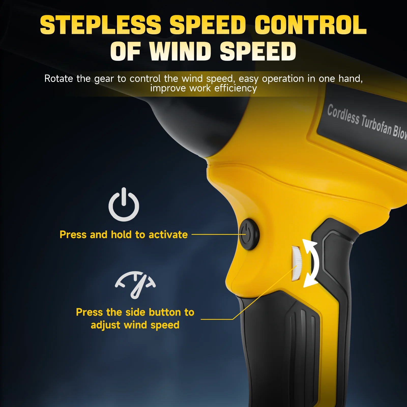 Brushless Mini Turbo Jet Fan 130000RPM Stepless Speed Air Blower Turbo Violent Blower for Dewalt 20V Battery (No Battery)