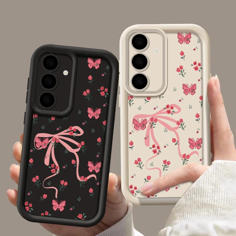 Bowknot Blumen Handyhülle für Samsung Galaxy S25 S24 S23 S22 Ultra S21 S24 FE A56 A36 A55 A54 A15 A35 A25 A16 A52 5G Soft Cover