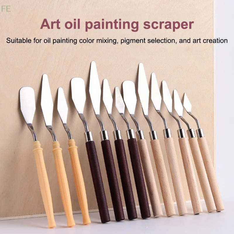 

[F] 7Pcs/Set Stainless Steel Oil Painting Knives Artist Crafts Spatula Palette Knife Oil Painting Mixing Knife Scraper Art Tools