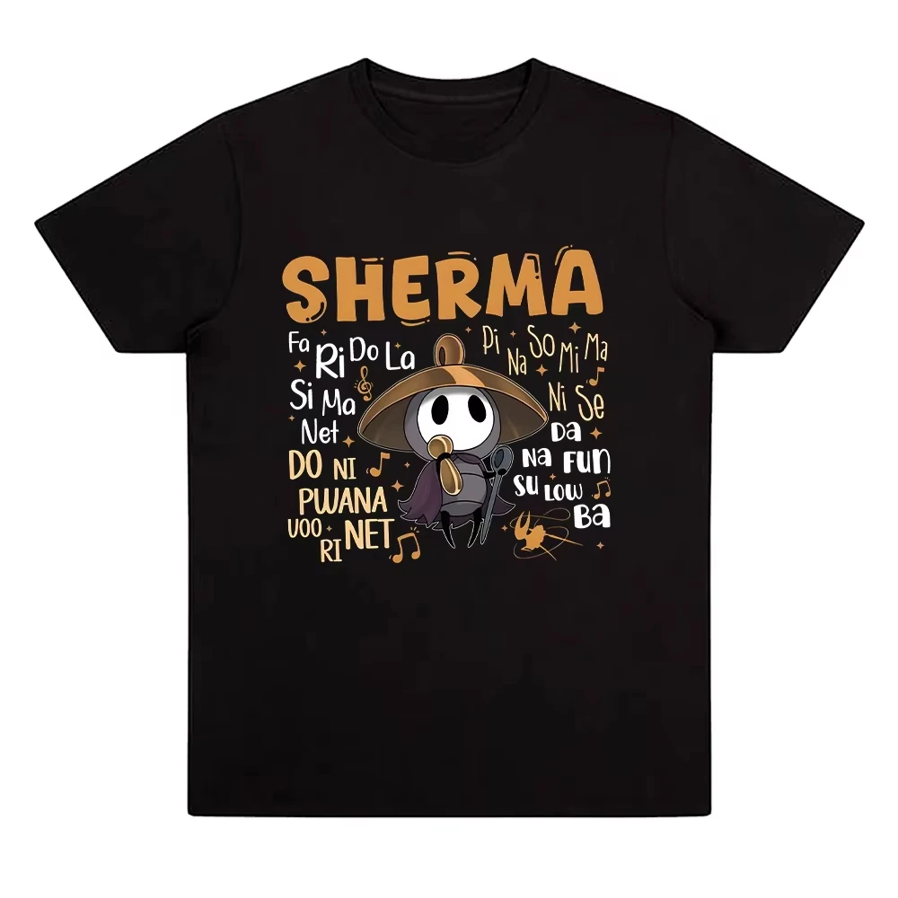 

Sherma Song T-shirts Hollow Knight Silksong Funny Game Quote Tees Harajuku Cartoon Print T Shirts Unisex Casual Clothes Cotton