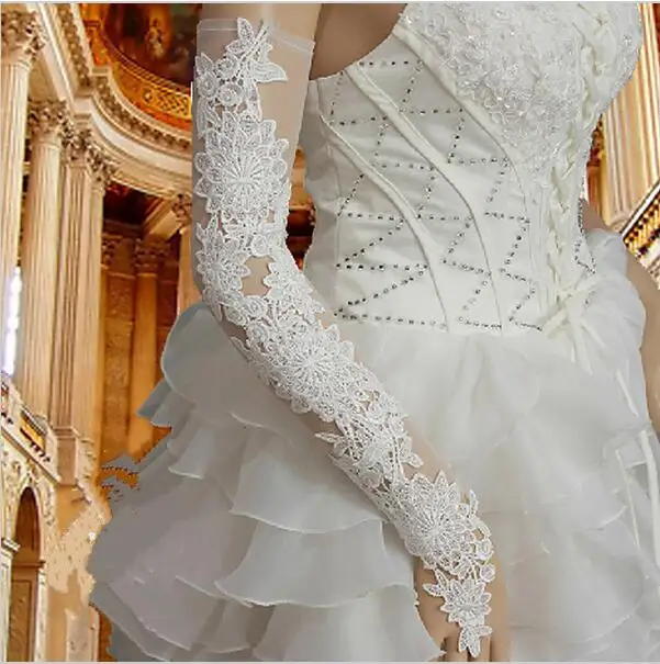 Bride Hollow Lace Wedding Gloves Length Bridal Gloves White Ivory Fingerless Long Wedding Accessories 2023