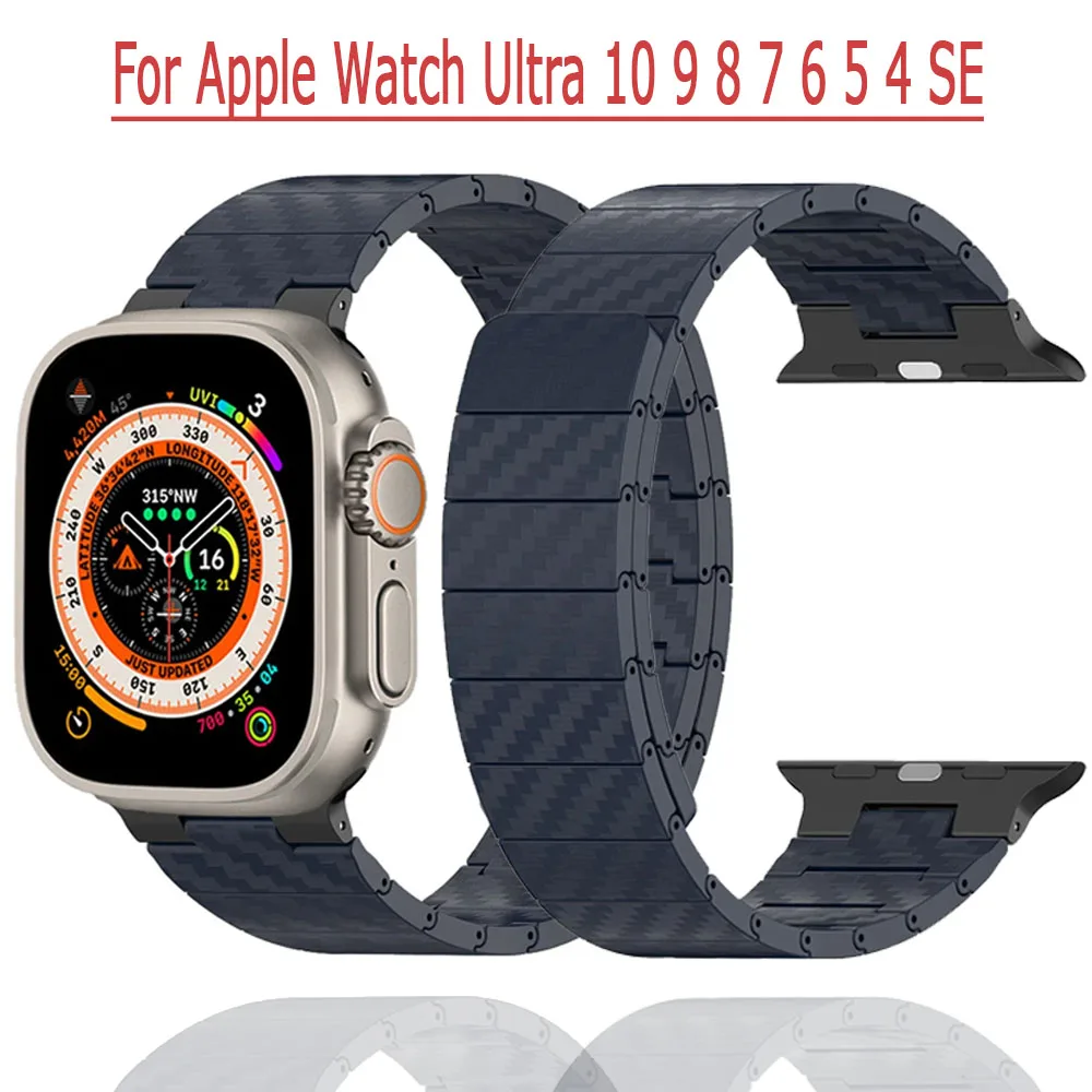 Fascia magnetica in fibra di carbonio per Apple Watch Ultra/2 49mm Bracciale comodo iWatch 10 42mm 46mm 9 8 7 45mm 41mm 6 5 4 SE correa