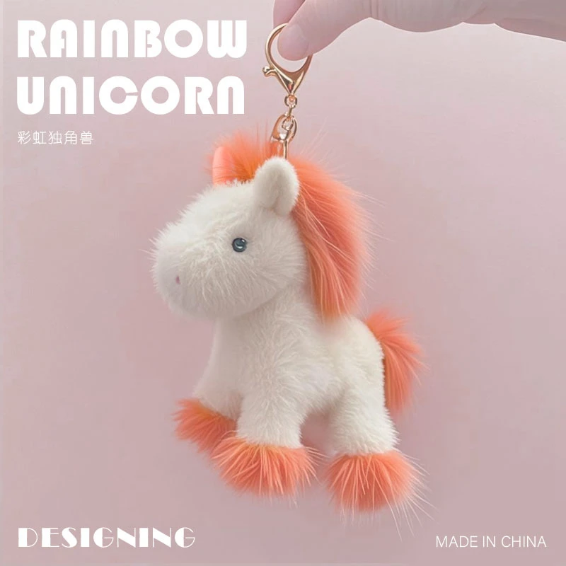Kawaii licorne en peluche pendentif en peluche porte-clés mignon fille sac accessoires peluche poupée voiture porte-clés pendentif pour enfants cadeau de noël