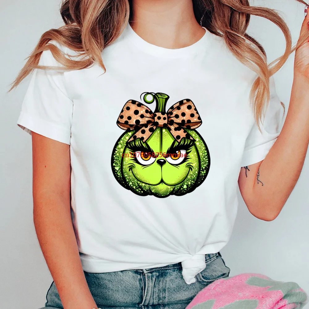 Fall Coquette Pumpkin T-shirt Christmas Shirt Bougie Shirts Its Fall Yall Tee Green Guy Short Sleeves Top Trendy Women Clothing