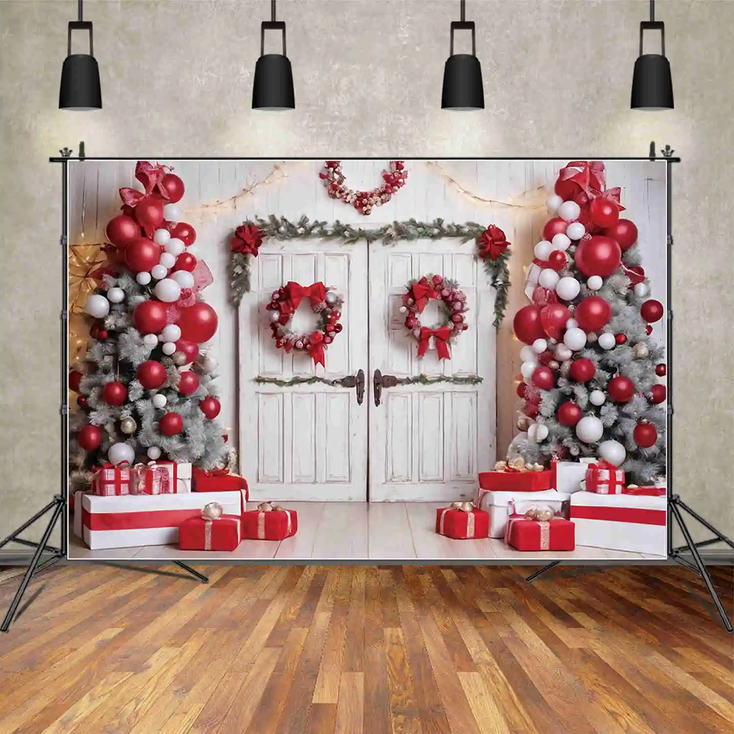 MOON.QG 큰 크리스마스 트리 선물, 사진 배경 2025, 홈 장식, 새해 사진 배경, 사진 촬영 소품