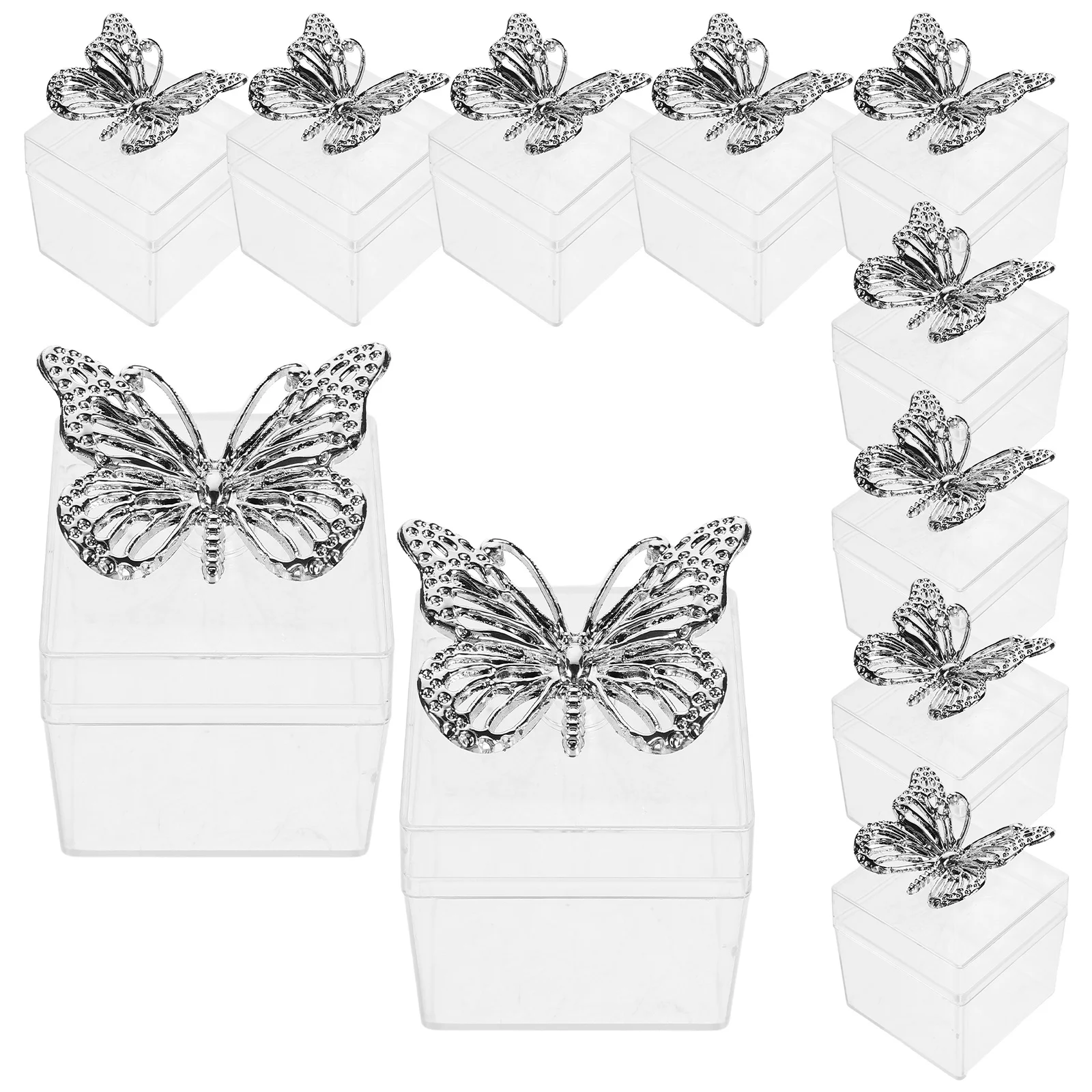 

12Pcs European Style Favor Boxes Clear Plastic Treat Containers for Wedding Bridal Shower Baby Shower Party