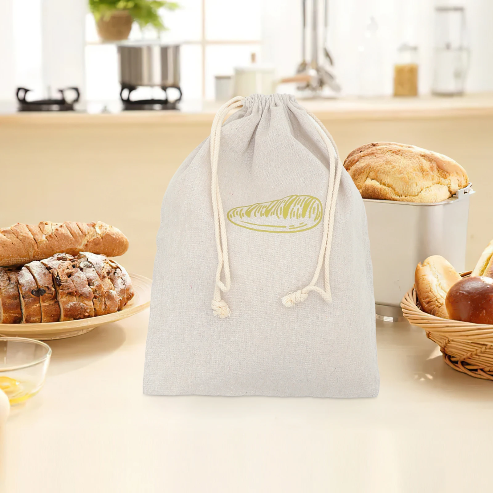 

2pcs Bread Bag for Bakery Cloth Linen Drawstring Reusable Food Packaging Storage Pouch Snacks Pastry Bread Holder Carry Bag