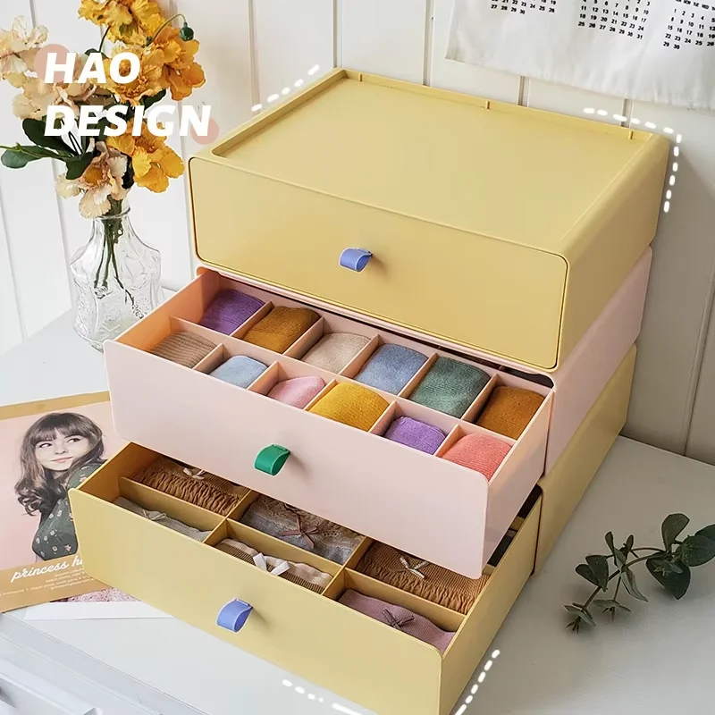 Classic Rectangle Three-in-One Clothing Organizer Underwear Bra Storage Box Divider Drawer for Children\'s Shorts Pants Bags