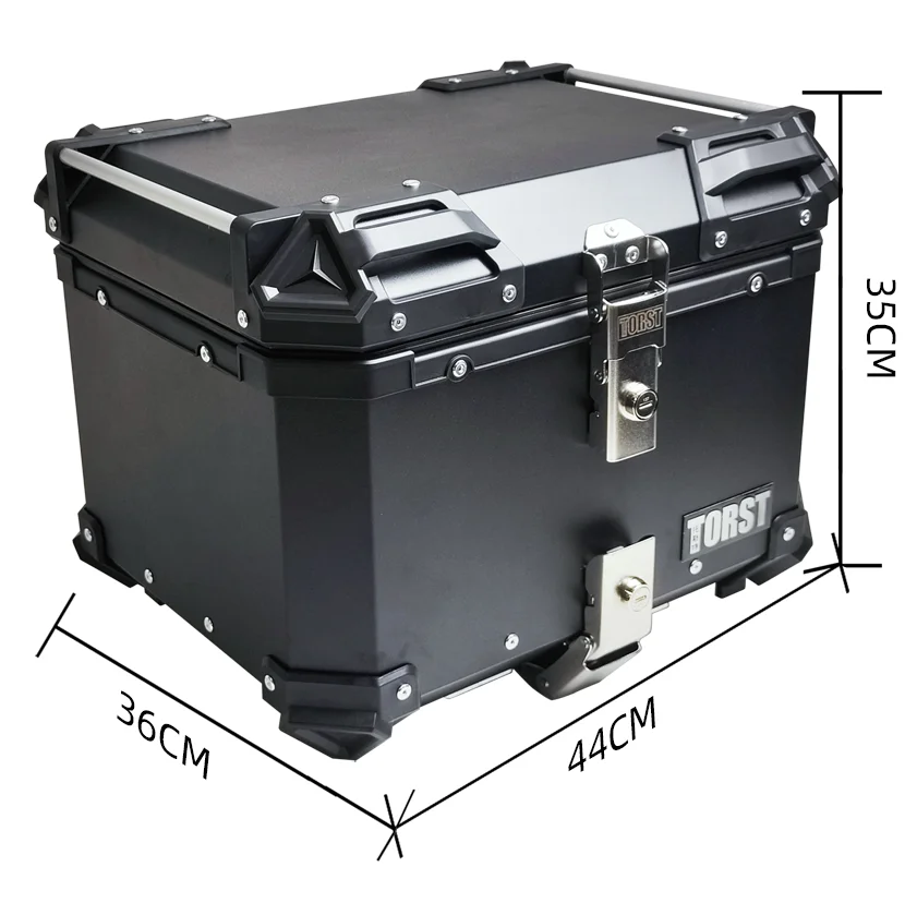 Motorcycle Top Case Aluminum Trunk Tail Box with Security Lock 45L