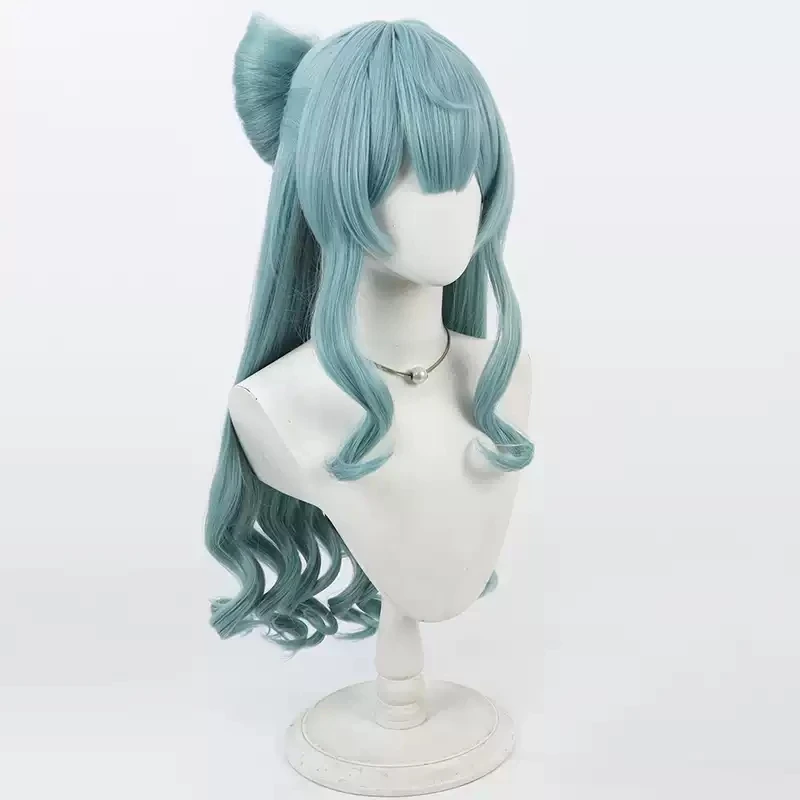 Genshin Impact Yumemizuki Mizuki Cosplay Perruque pour Femme, Nministériels d Cyan Vert, Cheveux Longs, Halloween, Rêves Enchantants, ixdes Bol, Nouveau Type