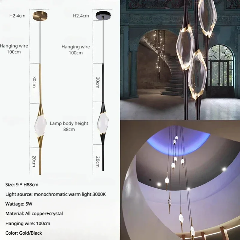 SANDYHA الفاخرة الشمال ثريات السقف النحاس كريستال LED أضواء لغرفة المعيشة الطعام غرفة نوم ديكور منزلي أنيق