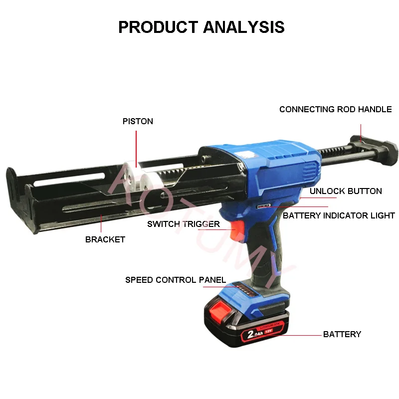 Rechargeable Caulking Gun Rubber Sealant Gun Home Sealant Glue Gun For Li-Ion Battery Multi-Function Double Tube Caulker Gun