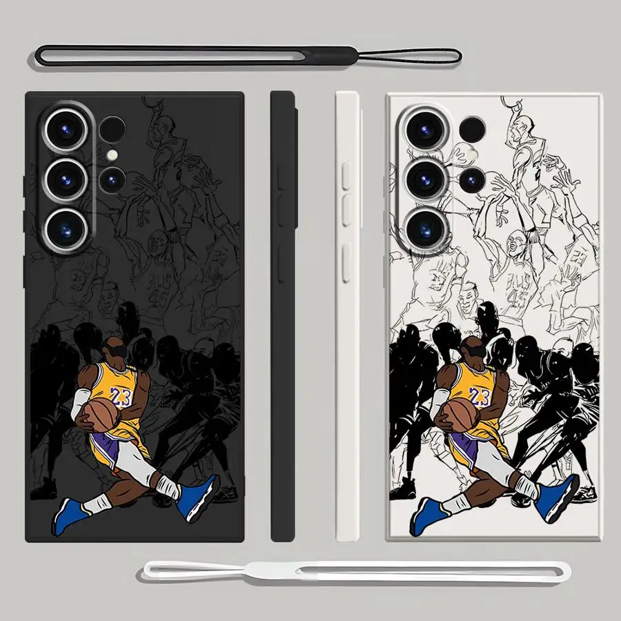 Soft Cover Phone Case for Samsung Galaxy S22 Ultra S20 S23 S25 Edge S24 FE S21 Plus Note 20 10 Ultra Basketball Star Cool
