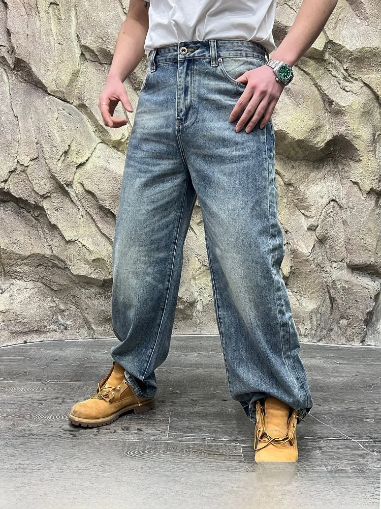 

Мужские модные джинсы из хлопкового денима с 3D-кроем, универсальные, прямого кроя, со средней посадкой, на пуговицах, новинка весенней коллекции