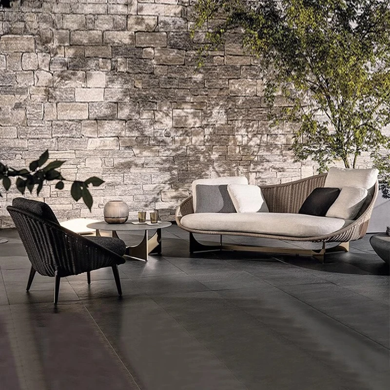 

Скандинавский уличный диван из ротанга во дворе, водонепроницаемый солнцезащитный крем, кресло из ротанга для дома, гостиной, виллы, сада, комбинации