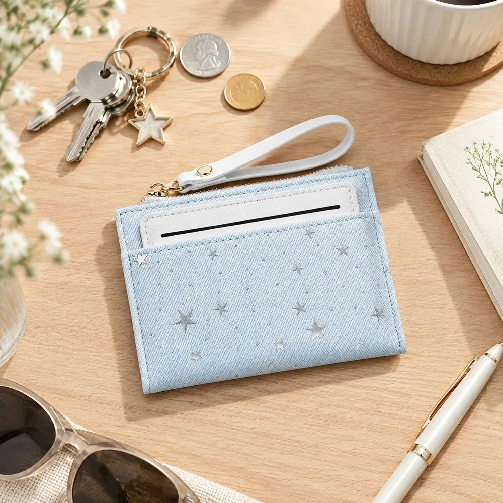Artificial Leather Card Holder Coin Purse Multicard Slot Star Pattern Card Case Creative Lightweight Credit Card Holder