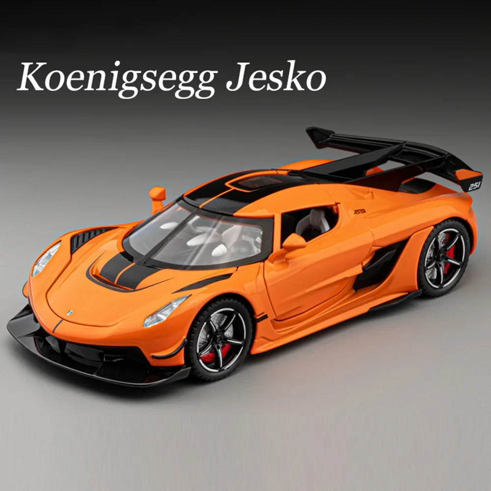 

1/22 Scale Koenigsegg Jesko Alloy Diecast Model Cars Toys with Light Sound Sports Car Wheel Pull Back Supercar Toddler Kids Gift