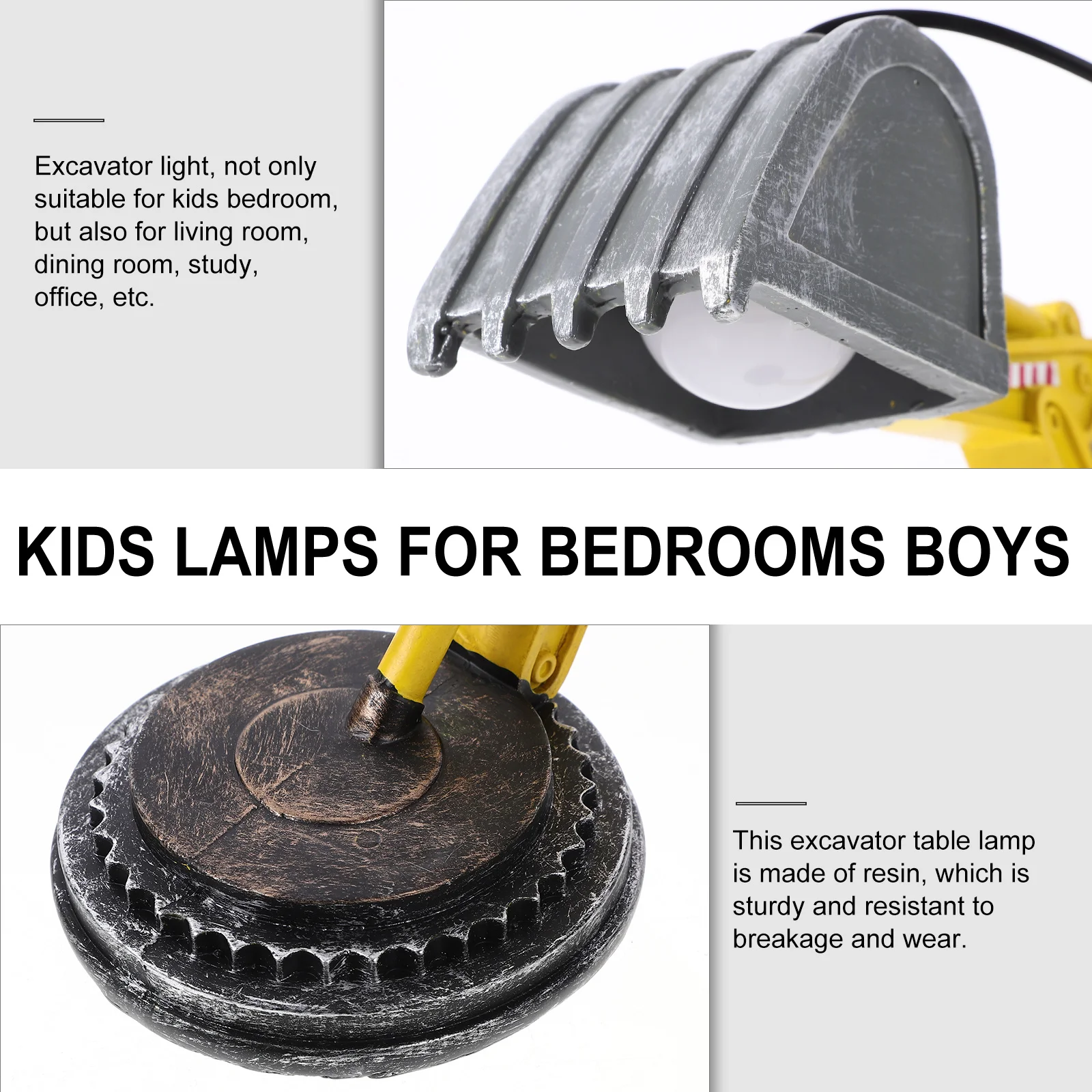 

Compact Excavator Table Lamp Space-Saving Desk Light for Childrens Room Kids Lamps for Bedrooms Boys Boys Lamp