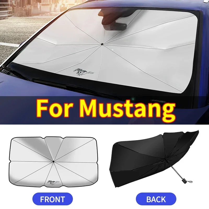 Car Logo New Front Rear Window Visor Car Windshield Block Cover For Ford Mustang GT500 GT350 Cobra Shelby Focus Mk2 Mk3 Fiesta