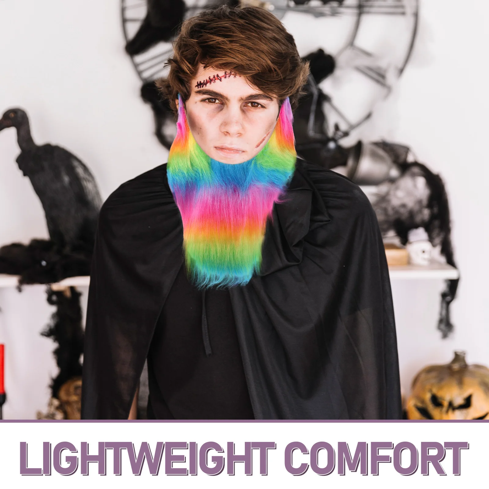 مجموعة متنوعة من الشوارب الصناعية الملونة الأنيقة، ملحقات فريدة من نوعها لأداء مسرح الأدوار