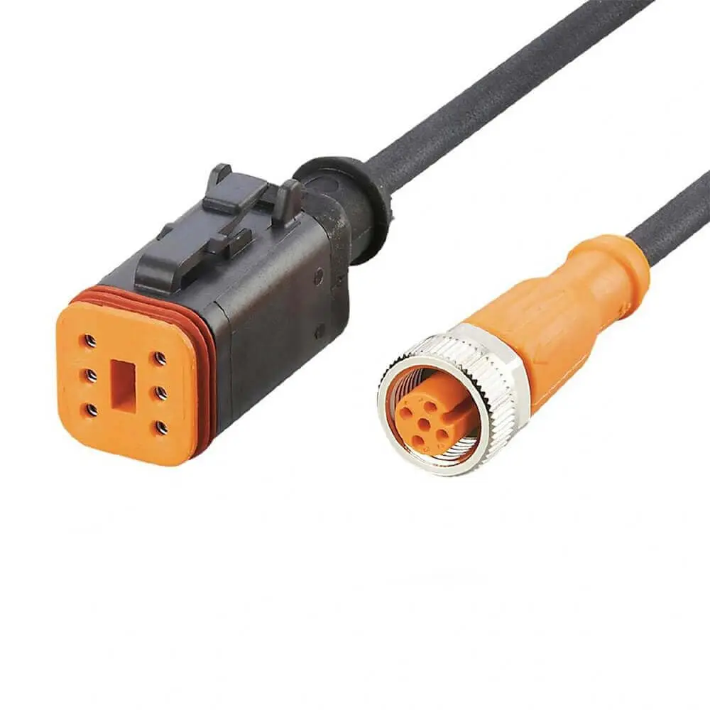 Vehicle Mod Waterproof Connector Cable DT06-6S 6Pin Female Plug Transfer M12 A Coding 5Pin Female Automotive Wiring Harness