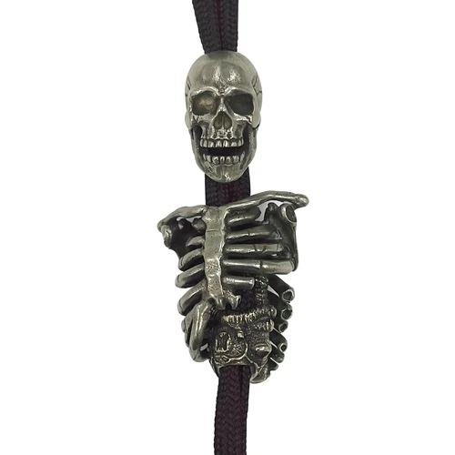 Imagen 1 del producto Juego de cuentas de cuchillo de esqueleto de cobre de latón blanco, herramientas para exteriores, Marco EDC, Calavera, corazón, cordón DIY, colgantes, llaveros, accesorios, 1 Juego