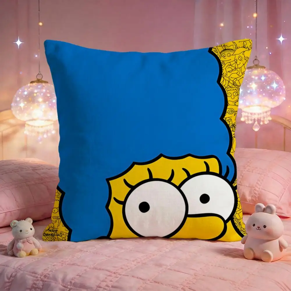 The Simpsons Family Cartoon Peach Skin Throw Pillow Covers, Homer Marge Bart Lisa Maggie Square Cushion Cases, Classic Anime Pri