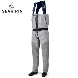 Respirável Zip-Front Peito Waders Pesca, impermeável, com zíper Stockingfoot Waders, costuras soldadas, Upstream Wading engrenagem para a caça