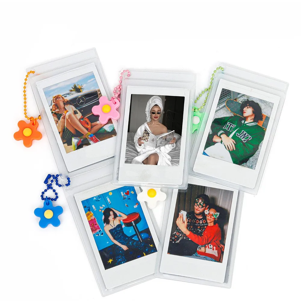 5pcs Creative Pvc Ferrule Transparent Card Holder Keychain Idol Photos Sleeve Postcards Card Display Holder