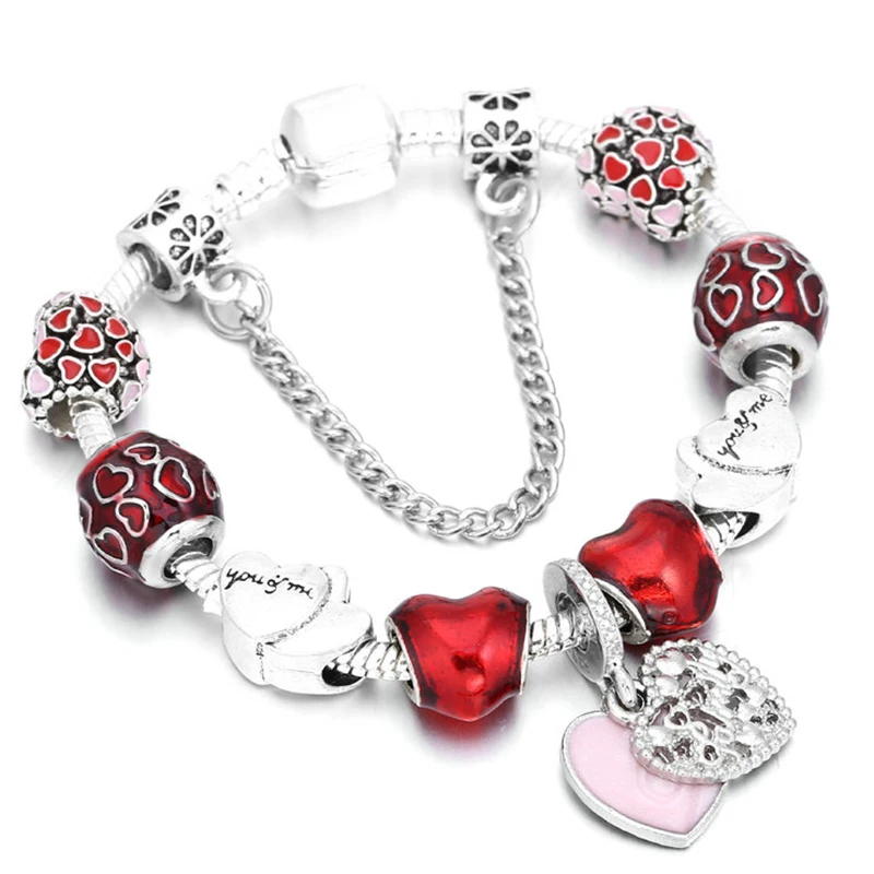 Silver Plated Charm Bracelet with Key Lock Pendant, Wedding Gift