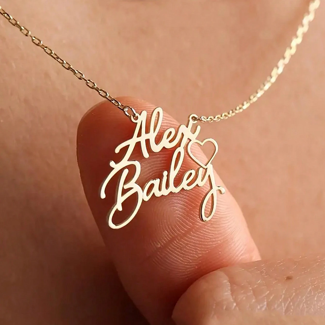 

Custom Heart Two Names Necklaces For Women Stainless Steel Customized Pendant Necklace Personalized Neck Chain Jewelry Gift