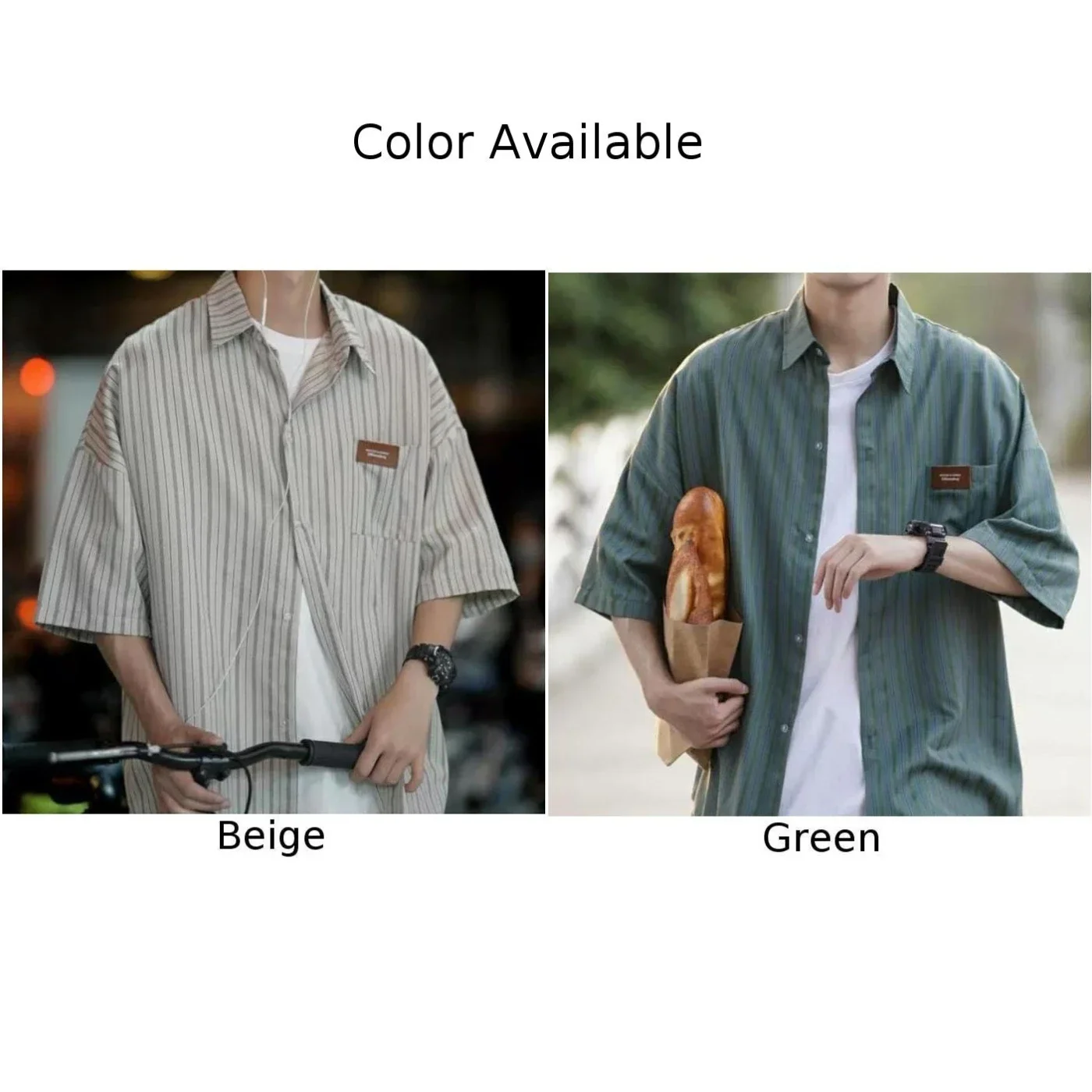 Men Summer Short Sleeve Vertical Stripe Shirt Fashion Retro All-match Streetwear