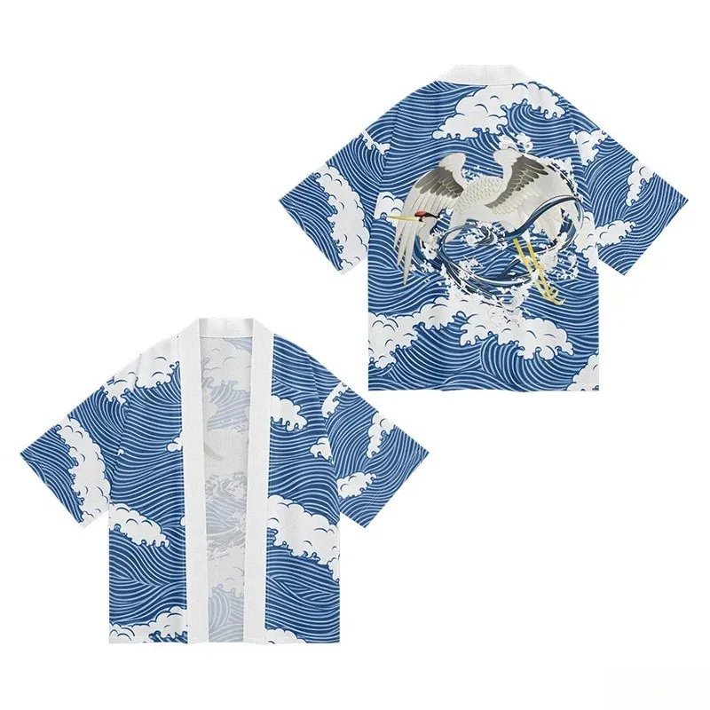 نمط جديد عصري الرجال النساء نفس النمط الحيوان طباعة نمط تصميم الصيف متعددة الوظائف ثوب الكيمونو الياباني فضفاض