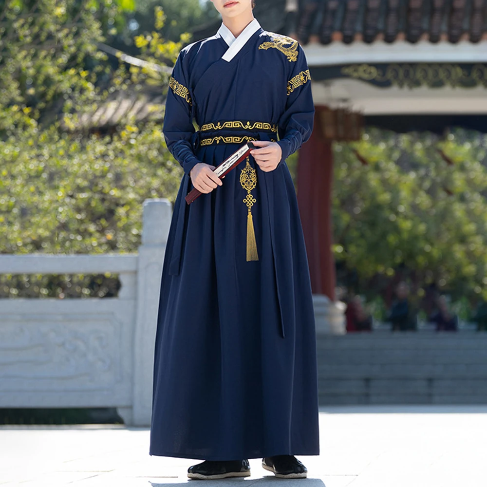 

Chinese Style Gold Thread Dragon Embroidered Battle Robe Handsome Gentleman Scholar Hanfu Unisex Autumn New Fashion Trend Suit