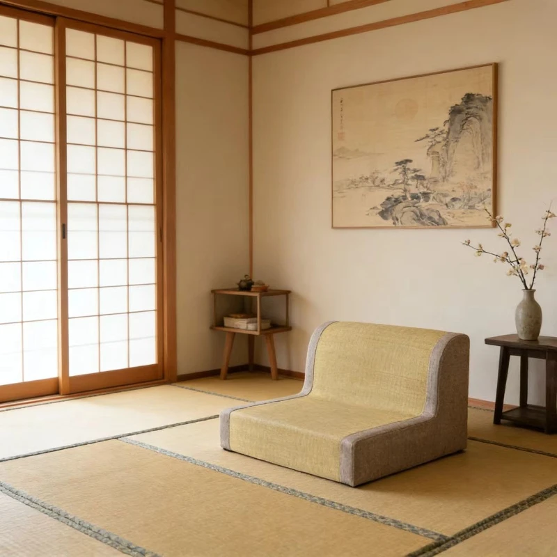Japanese Tatami Rush Grass Floor Chair Bay Window Floor Cushion Backrest Legless Minimalist Home Chair Compact Living Room Sofa