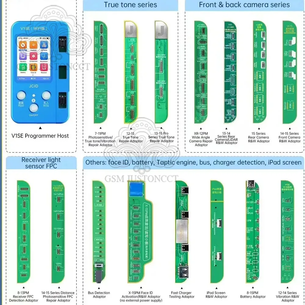 JC V1SE Programmer for iPhone X 11 12 13 14 15 Pro Max Photosensitive Color Touch Shock Fingerprint Battery Programmer