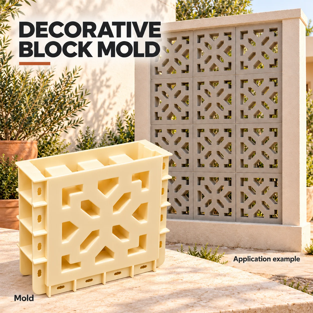 Concrete Molds Block 30x30x10cm, Reusable Plastic Easy Demold Screen Form for Garden Courtyard Patio Divider Indoor Decor DIY
