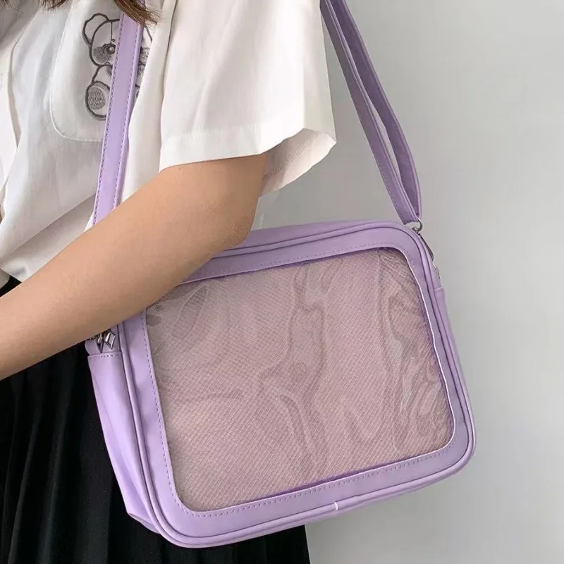 New Fashion Comic Con Pain Bag Slanting Shoulder pu diy Uniform Bag Japanese Lolita Display Transparent Shoulder Bag