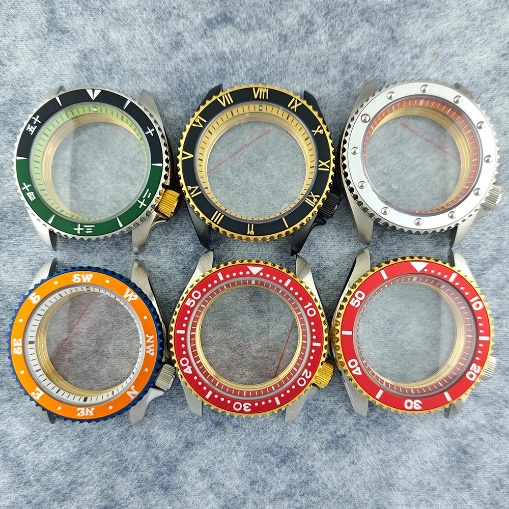 

42mm Silver SKX007 Watch Case Flat Sapphire Glass Fit for NH35 NH36 4R 6R 7S Movement 28.5mm Dial Men Watch Case Repair Parts