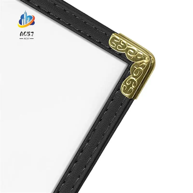 AC57-12 Pack A4 Menu Protective Case Double Stitch Edge Crystal Clear Vinyl (Black, 2 Pages/4 Views - 8.5 Inch X 11 Inch)