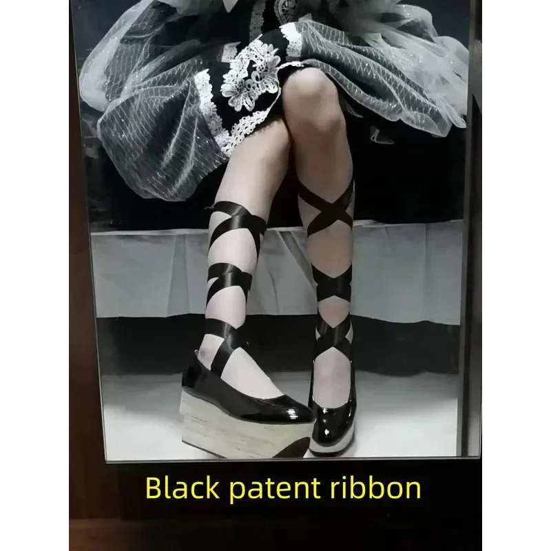 

Wiwiwi 123Женские туфли-лодочки на высоком каблуке на платформе, сандалии с перекрестными ремешками, Лолита, косплей, ползучие туфли в японском стиле Харадзюку, лошадка-качалка, шо