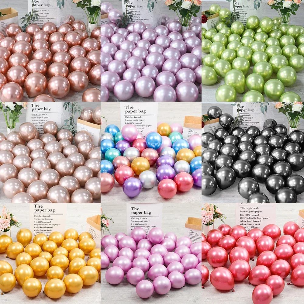 25/50pcs 5 Inch Chrome Champagne Rose Gold Lilac Black Metallic Balloons Wedding Birthday Baby Shower Decorations