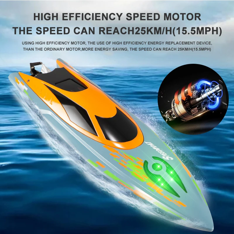 Bateau de course RC 25 KM/H, haute vitesse 2.4GHz 150 mètres, jouets télécommandés, Protection contre la taille, hors-bord, bateau principal, jouet pour garçons, cadeau pour enfants