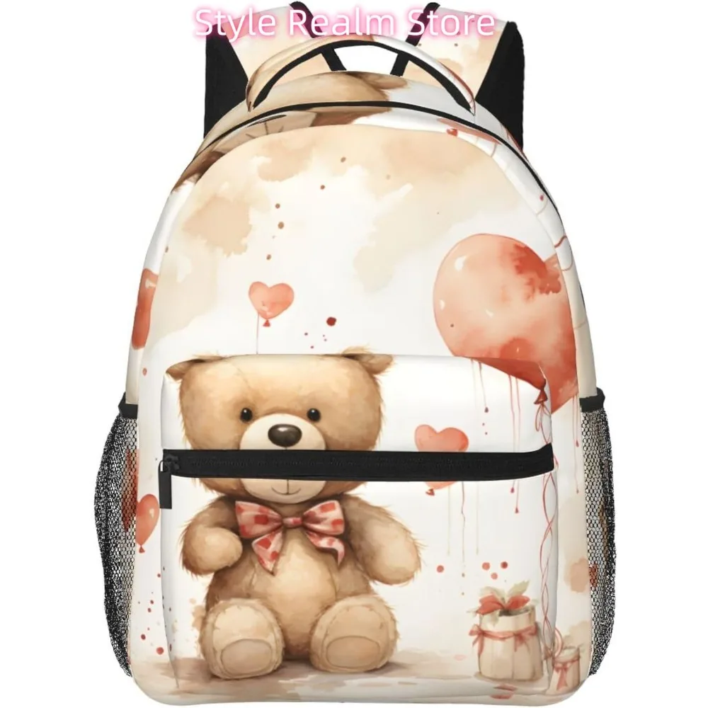 

laptop bag back to school Cute Love Heart Bears Lightweight Laptop Backpack Lightweight Multipurpose Travel Casual Daypack Unise