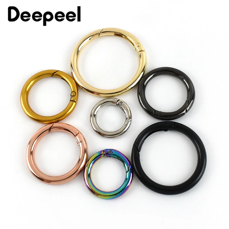 10Pcs Deepeel 10-50mm Metal O Ring Buckle Round Openable Spring Clasp Carabiner Snap Keychain Hooks DIY Clothes Bags Accessories