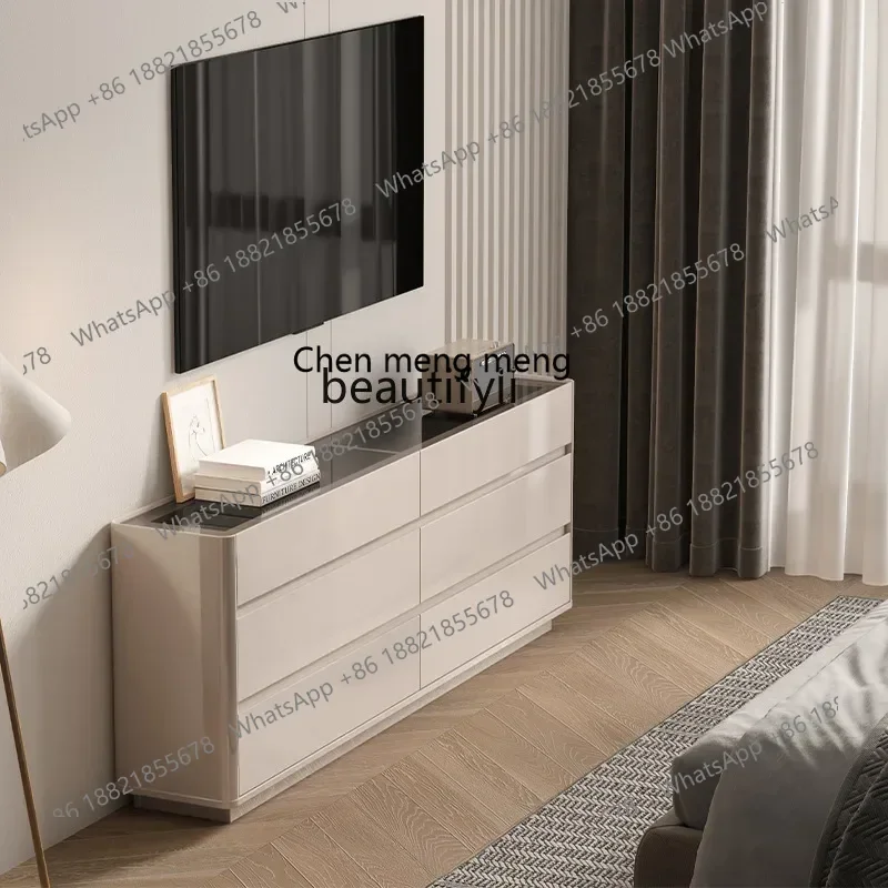 M182 Bedroom TV Cabinet Cream Wind Ultra-thin Bed End Narrow Cabinet Household Floor Modern Combination Cabinet
