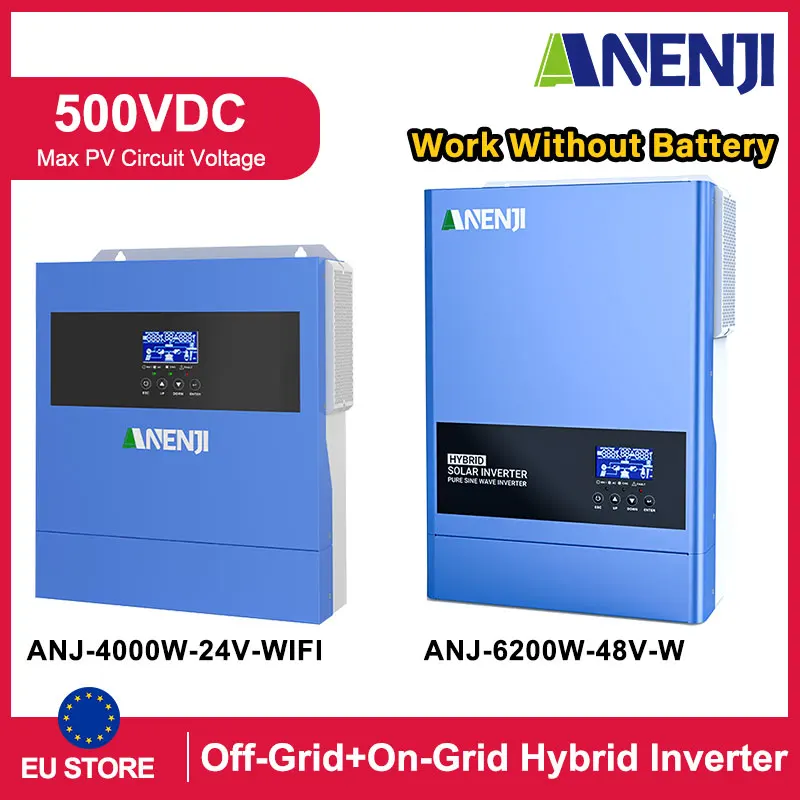 ANENJI 6,2 kW 48 V 4,2 kW 24 V Hybrid-Solarwechselrichter 220 V reine Sinuswelle WIFI MPPT-Wechselrichter Wechselrichter Solar Wongbrido für Solarpanel