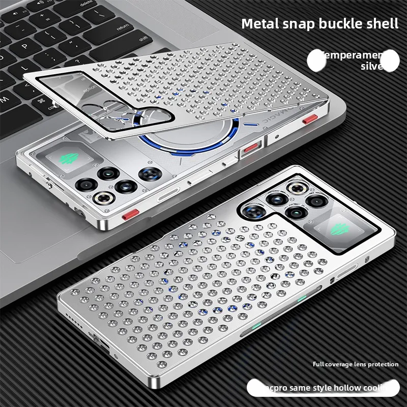 

For Red Magic 11 Pro Plus, and 11 Pro Magnetic Case Metal Hollow Heat Dissipation Holes Back Cover For Red Magic 11 Pro+ Funda