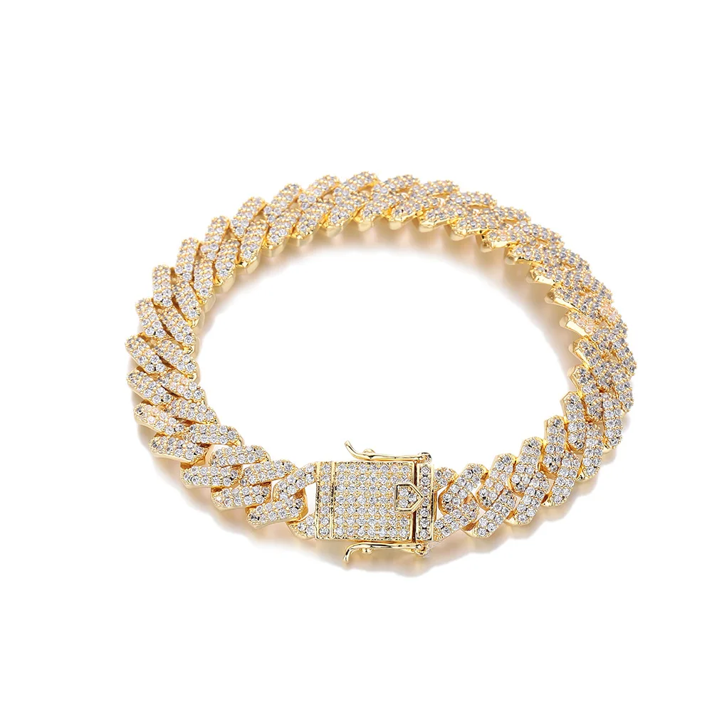 

Hot Selling 925 Sterling Silver D-Color Moissanite Trendy Hip-hop Cuban Bracelets